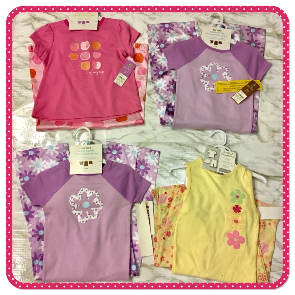 💝 CARTER’S 💝 bundle of 4pairs girls PJ’s sizes GIRLS 4 & 5